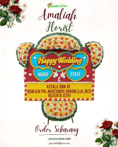 Karangan Papan Bunga Pernikahan di Kalisapu